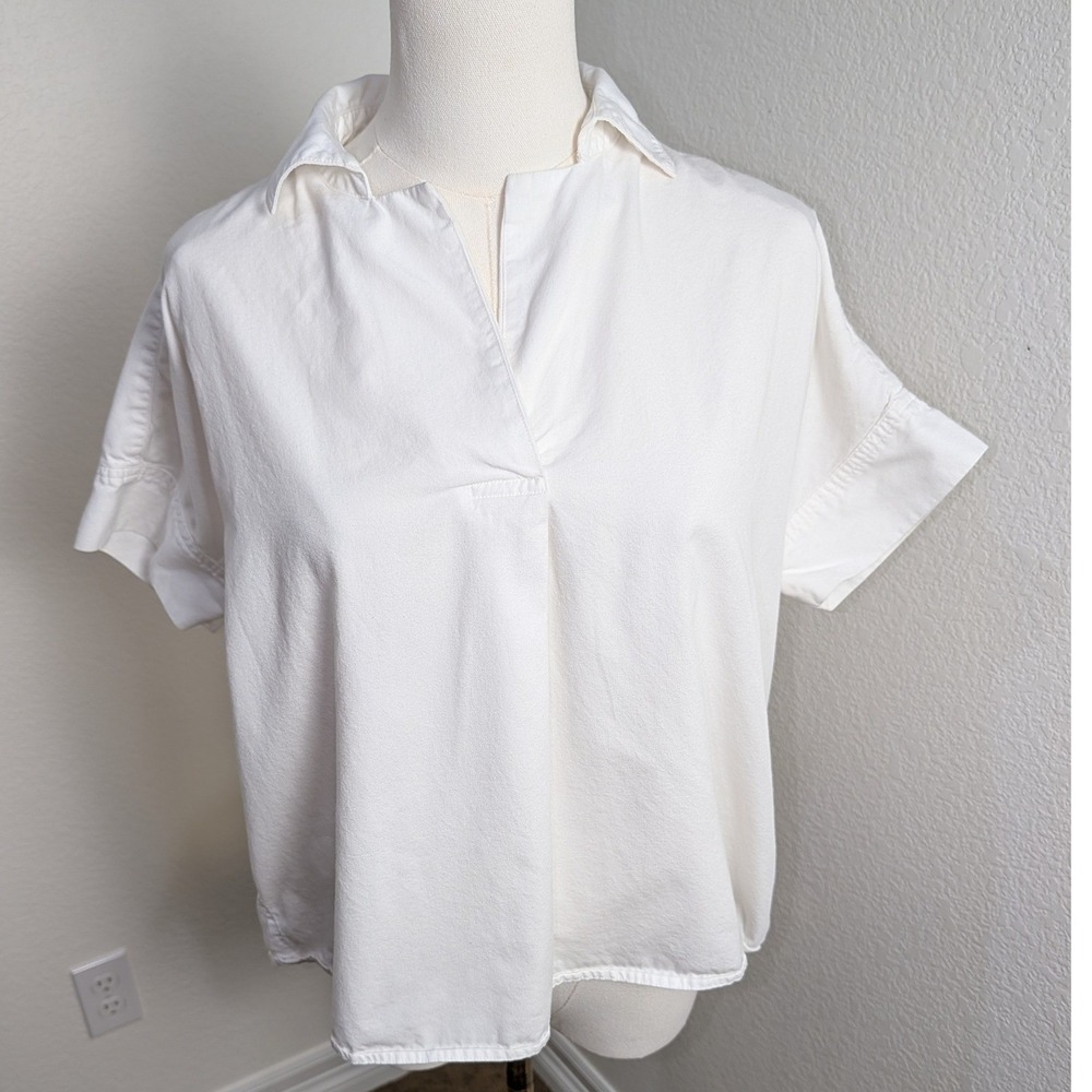 Madewell Womens White Cotton Modal Short Sleeve Popover Shirt AJ970 Size S - Picture 7 of 15